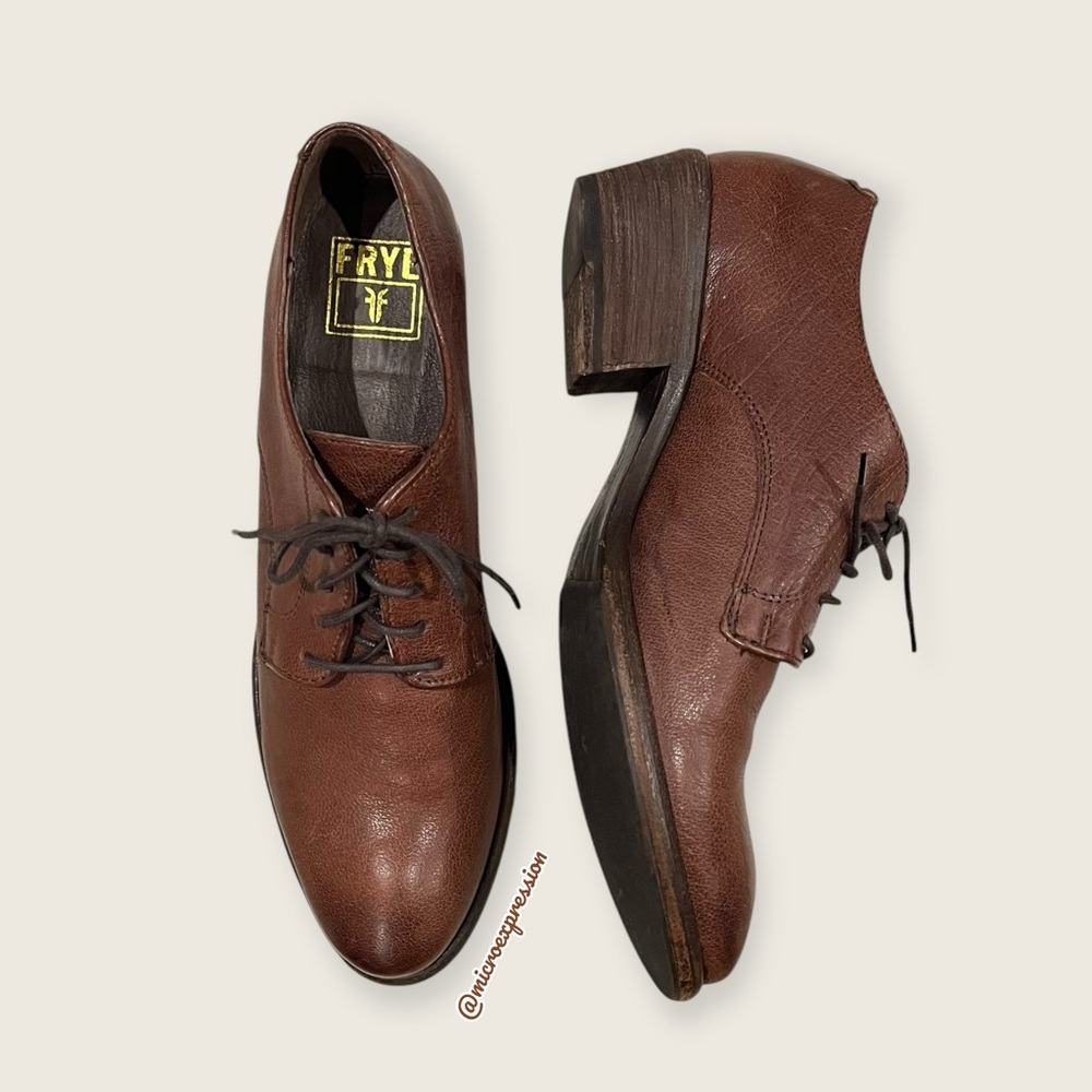$369 Frye Carson Lace-Up Cognac Brown Leather LaceUp Oxford Academia Ankle Boot - Picture 16 of 16
